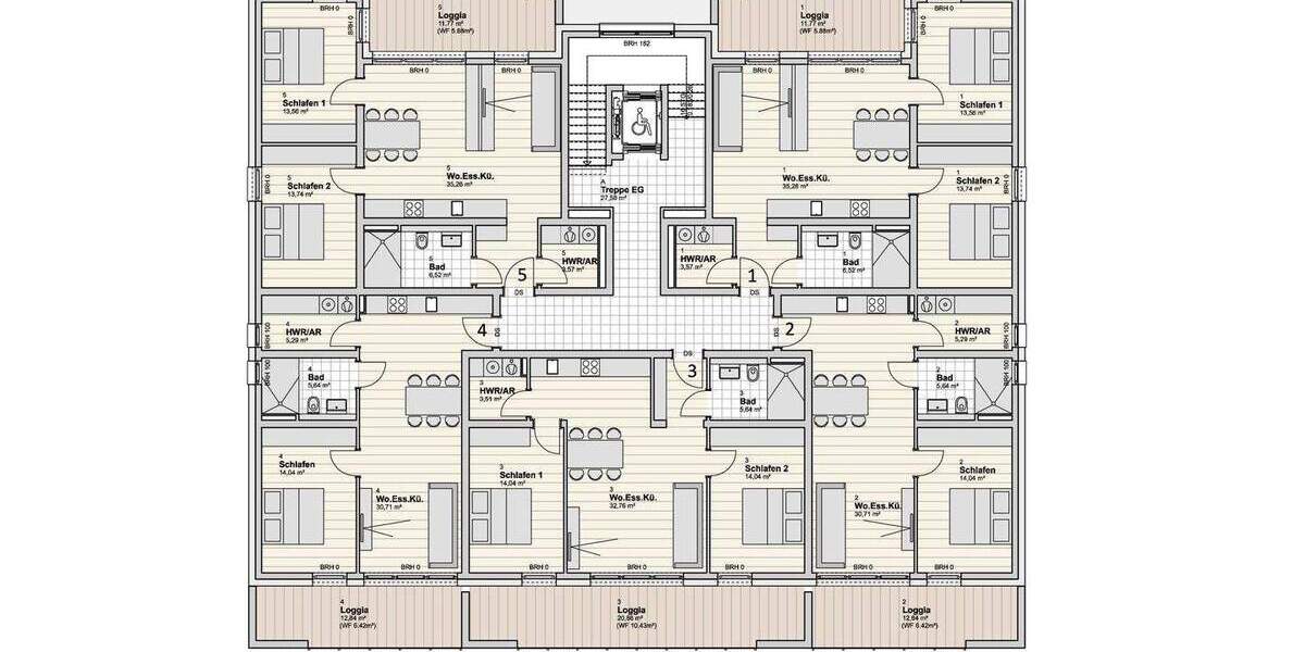 Etagenwohnung Saarlouis - 3 Zimmer, 78 m&sup2;, 306.200&euro; | Angebot:25727444