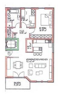 Etagenwohnung Wadgassen Differten - 3 Zimmer, 95 m&sup2;, 860&euro; | Angebot:25927130