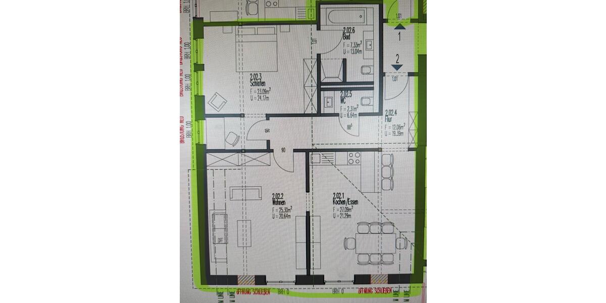 Etagenwohnung Saarbrücken Brebach-Fechingen - 2 Zimmer, 85 m&sup2;, 1.200&euro; | Angebot:25853637
