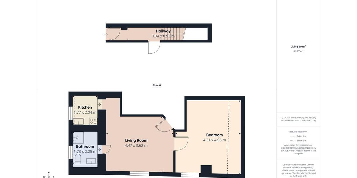 Etagenwohnung Homburg - 1 Zimmer, 44 m&sup2;, 520&euro; | Angebot:25904283