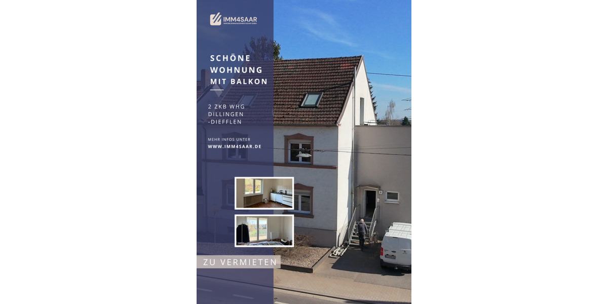 Etagenwohnung Dillingen (Saar) - 2 Zimmer, 66 m&sup2;, 615&euro; | Angebot:25852883