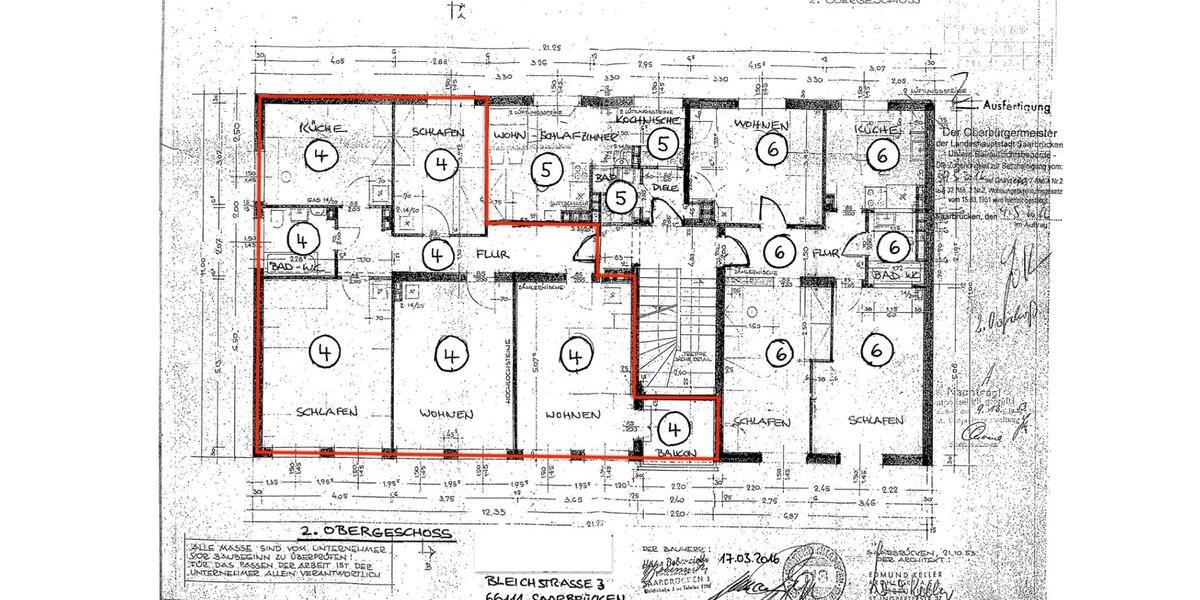 Etagenwohnung Saarbrücken - 4 Zimmer, 104 m&sup2;, 429.000&euro; | Angebot:26644271