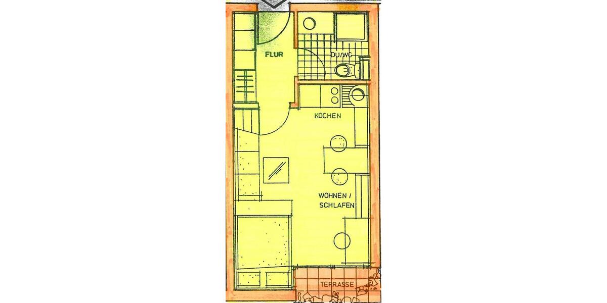 Etagenwohnung Saarbrücken Kieselhumes - 1 Zimmer, 24 m&sup2;, 310&euro; | Angebot:26704234