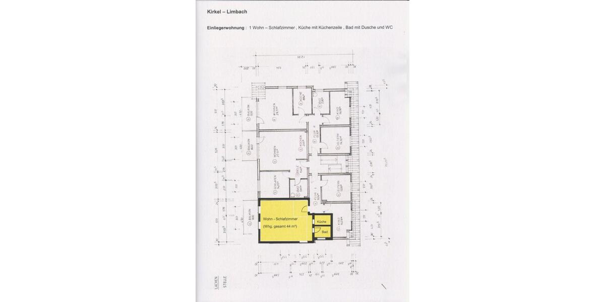 Etagenwohnung Kirkel - 1 Zimmer, 44 m&sup2;, 390&euro; | Angebot:26426550