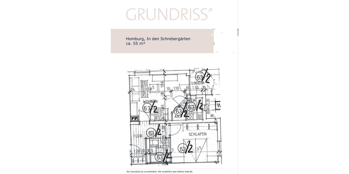 Etagenwohnung Homburg - 2 Zimmer, 55 m&sup2;, 139.000&euro; | Angebot:26931604