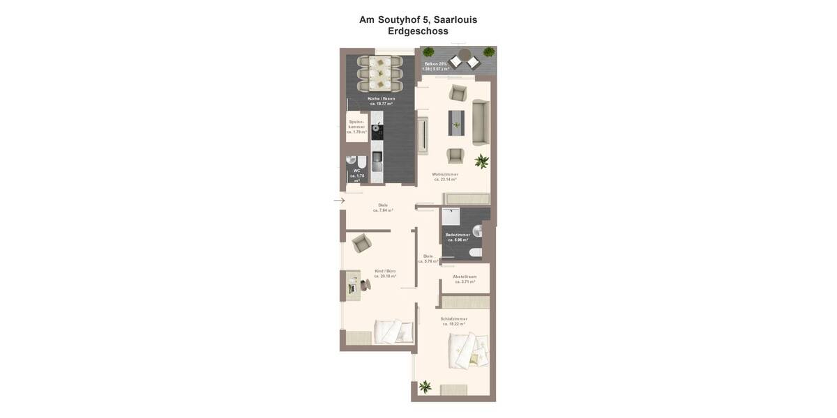 Etagenwohnung Saarlouis / Beaumarais Beaumarais - 3 Zimmer, 108 m&sup2;, 198.000&euro; | Angebot:26451323