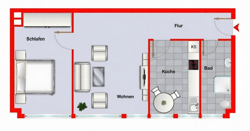Etagenwohnung Püttlingen - 2 Zimmer, 54 m&sup2;, 500&euro; | Angebot:26702432