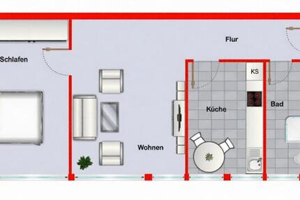 Wohnung Püttlingen - 2 Zimmer, 54 m&sup2;, 500&euro; | Angebot:26702432