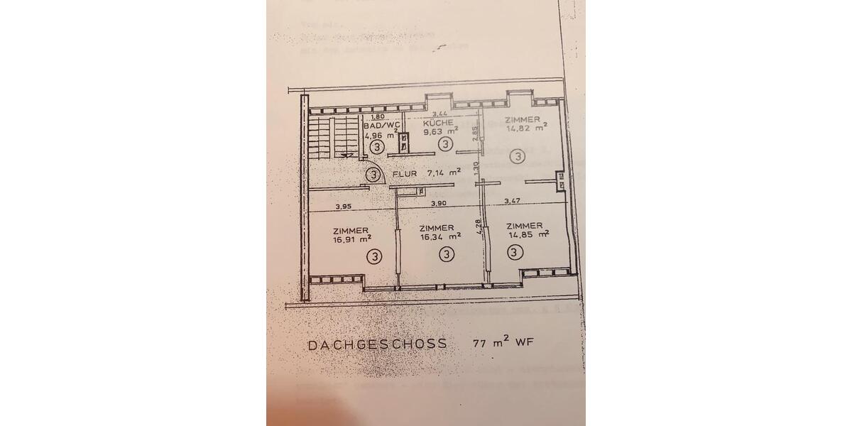 Dachgeschoßwohnung Saarbrücken West - 3 Zimmer, 77 m&sup2;, 169.000&euro; | Angebot:25415519
