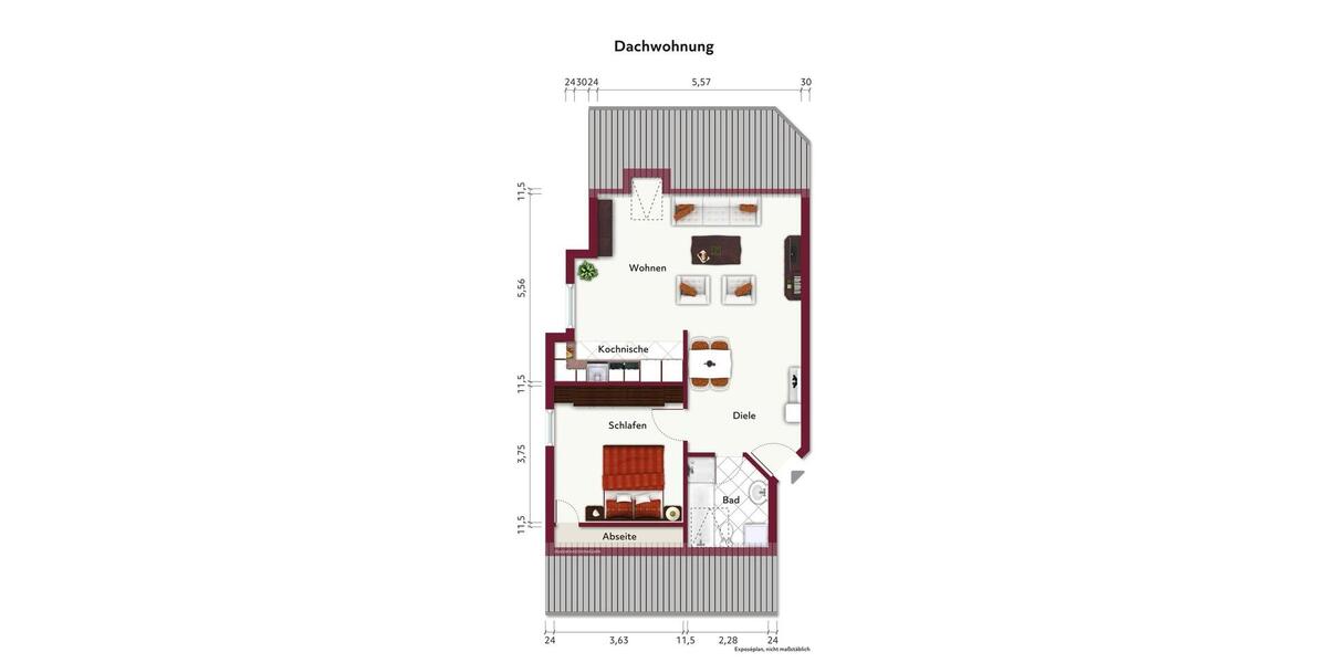 Dachgeschoßwohnung Dillingen (Saar) - 2 Zimmer, 70 m&sup2;, 590&euro; | Angebot:25856070