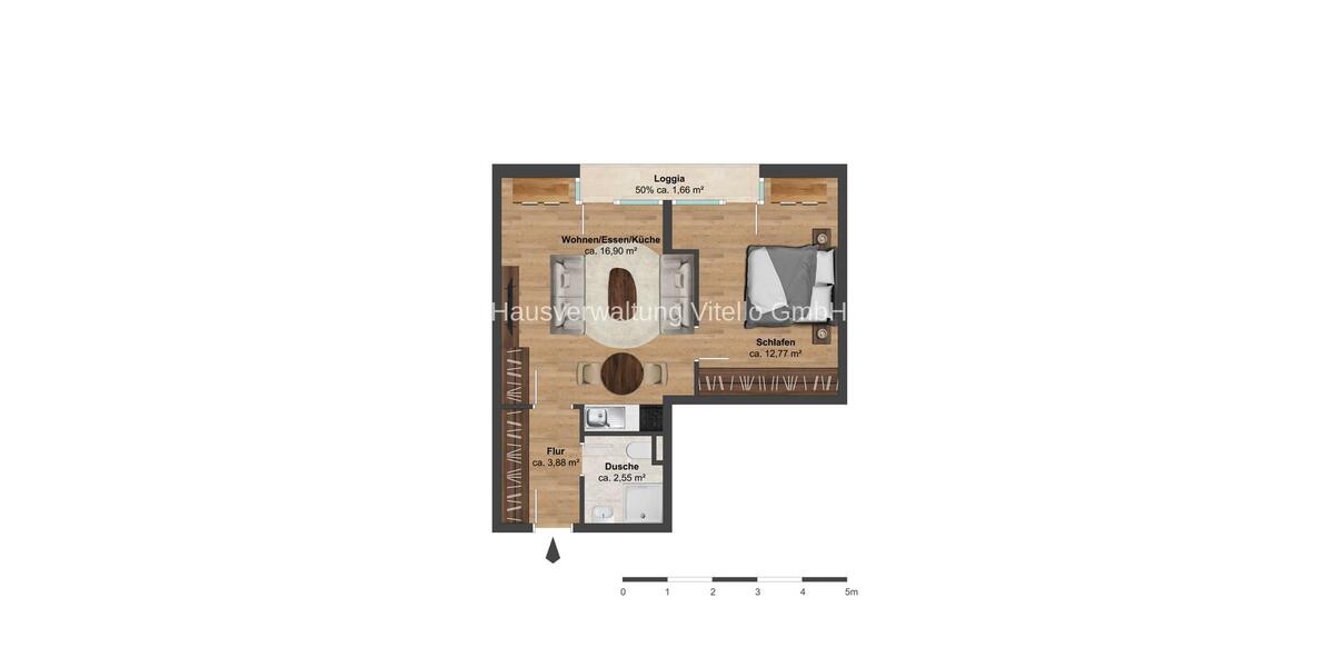 Etagenwohnung Saarbrücken Kieselhumes - 2 Zimmer, 38 m&sup2;, 465&euro; | Angebot:26611387