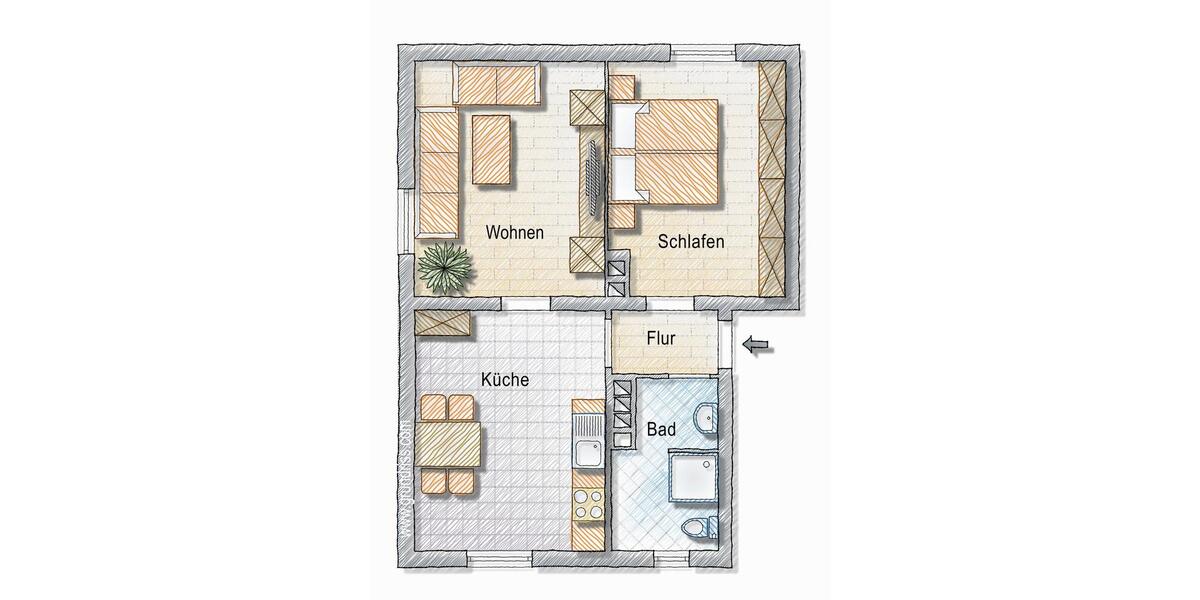 Etagenwohnung Saarbrücken Malstatt - 2 Zimmer, 52 m&sup2;, 445&euro; | Angebot:26006462