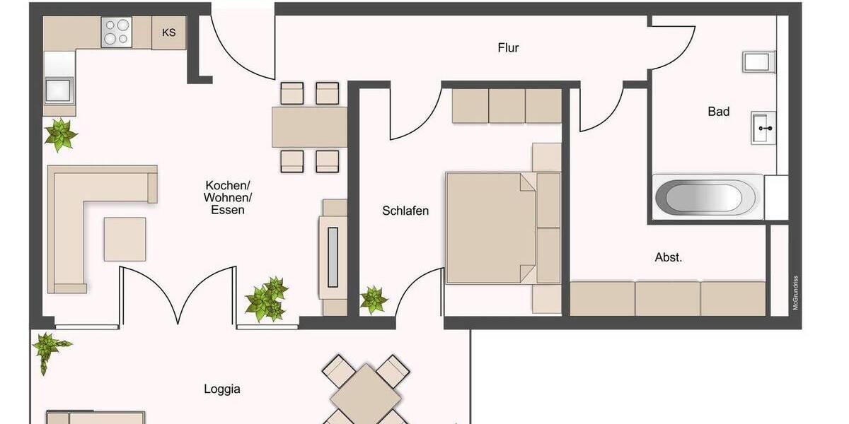 Etagenwohnung Saarbrücken / Malstatt-Burbach Malstatt - 2 Zimmer, 63 m&sup2;, 189.000&euro; | Angebot:26733121