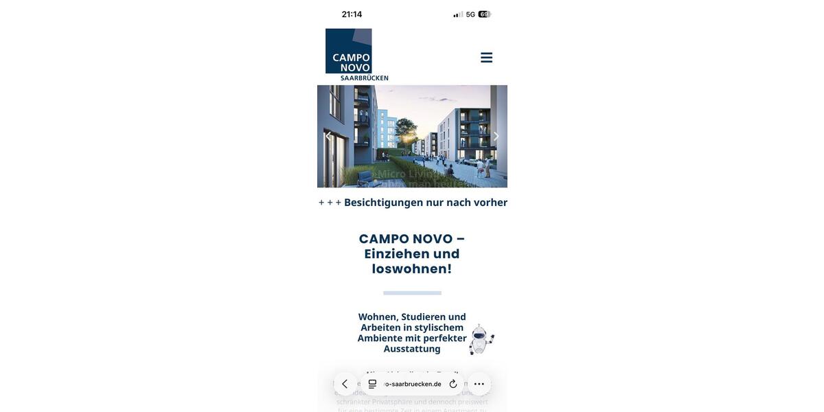 Etagenwohnung Saarbrücken - 1 Zimmer, 26 m&sup2;, 637&euro; | Angebot:26706135