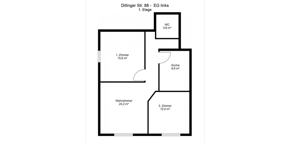Erdgeschoßwohnung Dillingen (Saar) - 2 Zimmer, 64 m&sup2;, 560&euro; | Angebot:26635862
