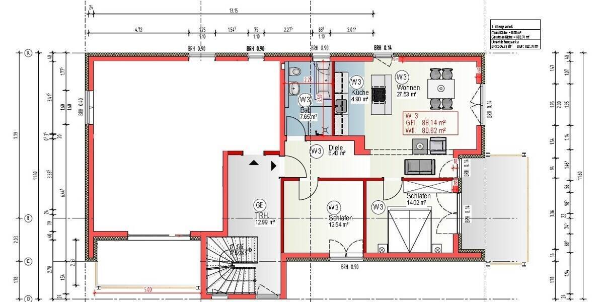 Etagenwohnung Saarbrücken Alt-Saarbrücken - 3 Zimmer, 80 m&sup2;, 376.000&euro; | Angebot:26472734