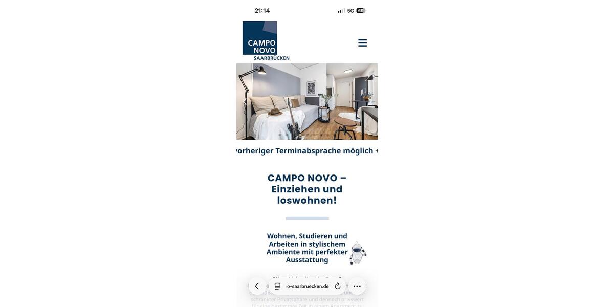 Etagenwohnung Saarbrücken - 1 Zimmer, 26 m&sup2;, 637&euro; | Angebot:26706135