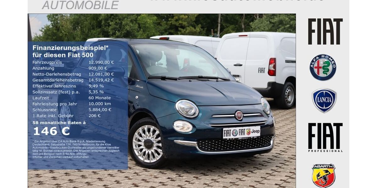 Fiat 500 48.429 km 12.990 &euro; Saarbrücken - Dudweiler 66125